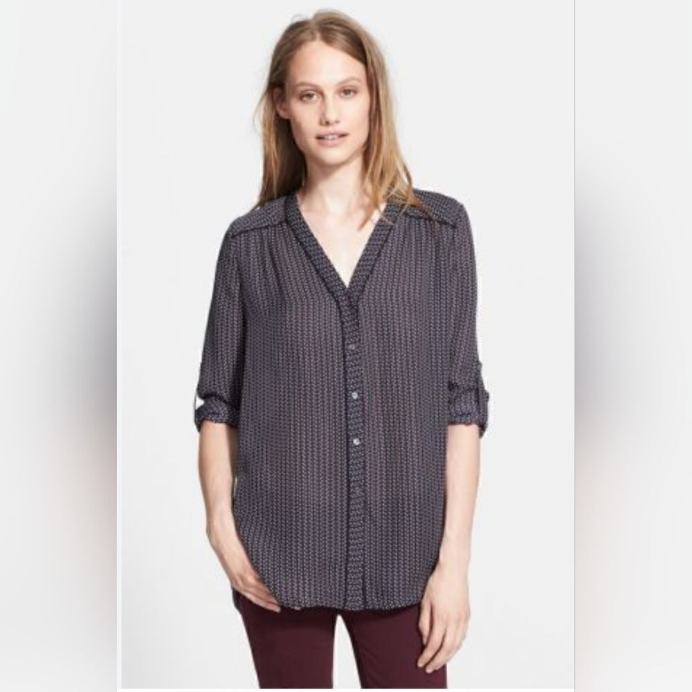 Vince Silk Button Down Blouse Medium - image 1